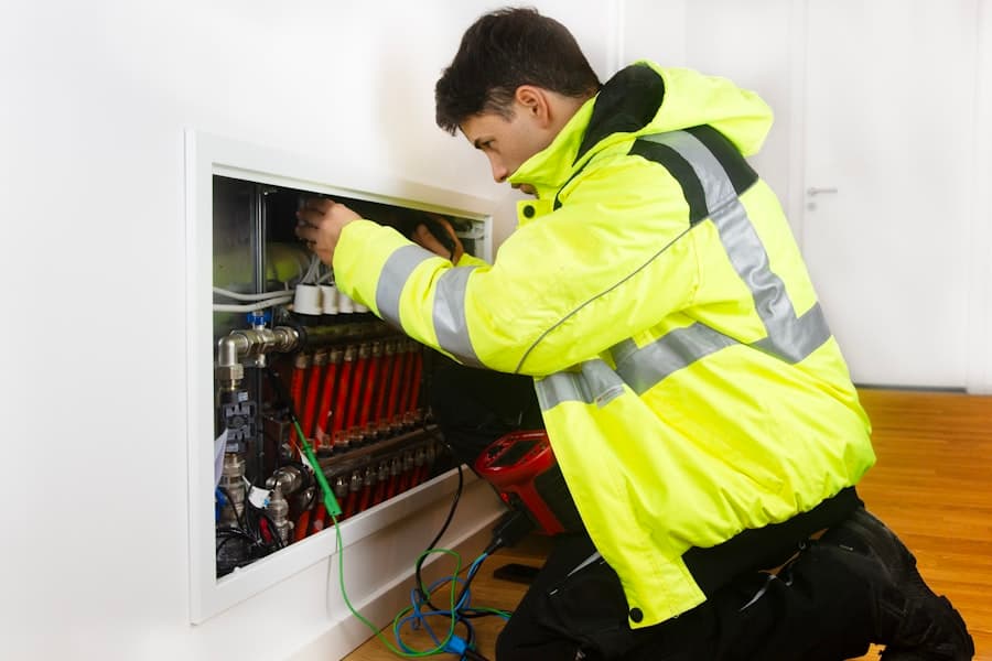 Quadro elétrico aberto durante manutenção